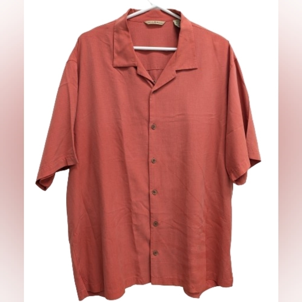 Tommy Bahama men's terra cotta silk short sleeves shirt size XL